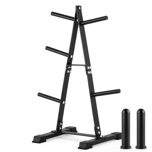 LIONSCOOL 500 lbs Heavy-Duty Weight Plate Tree Rack for 1" & 2" Plates