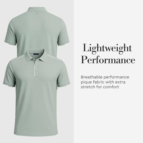 XX-Large Cole Haan Trafton Golf Polo Shirt for Men - Lightweight, 4-Way Stretch, Moisture-Wicking, Silt Green