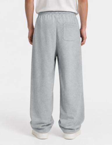 Men's Baggy Fleece Lounge Sweatpants - Wide Leg, Large, Grey