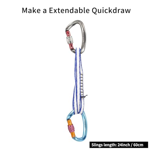 12-Inch Blue Dyneema Climbing Sling 10mm Runners, 22KN/4840LB, Pack of 3