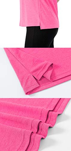 YSENTO Women's Golf Polo Tank Top - Medium Fluorescence Rose Red, Sleeveless, 1/4 Zip, UPF 50+