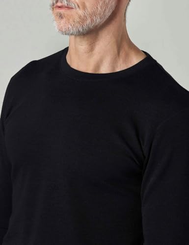 LAPASA Men's Merino Wool Base Layer Set - Lightweight Thermal Underwear M31/M126/M141/M144, Medium, Black 200