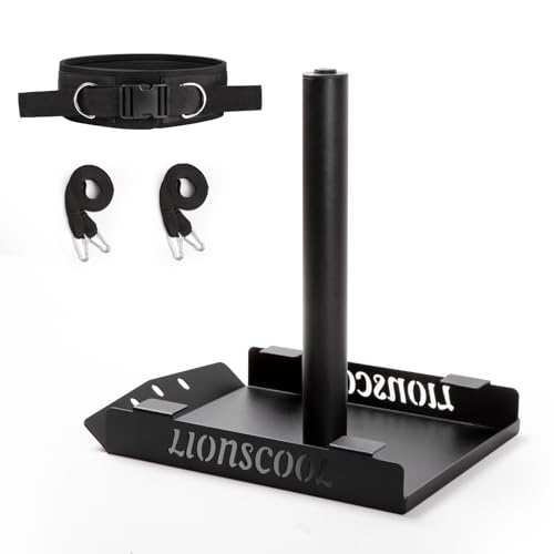 LIONSCOOL Black Pull Sled for Speed & Strength Training, Heavy Duty Steel Frame