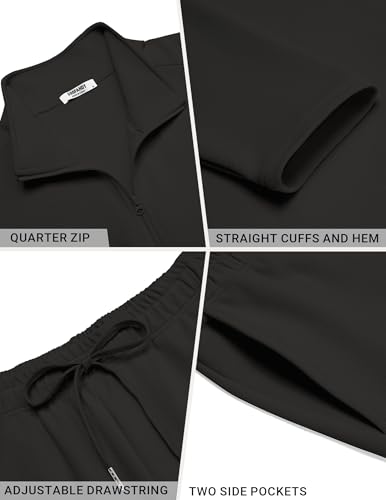 Mens Black Athletic Track Suit 2 Piece Sweatsuit Casual Sport Outfit Large