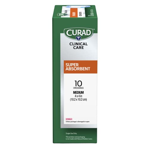 Curad Super Absorbent Wound Pad - Medium, 4x4 Inches, 30 Count, Heavy Draining Wound Care