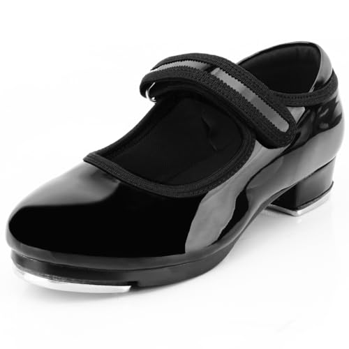 Kids Tap Shoes for Girls & Boys 2.5 Big Kid Black Velcro Dance Shoes - Keemi