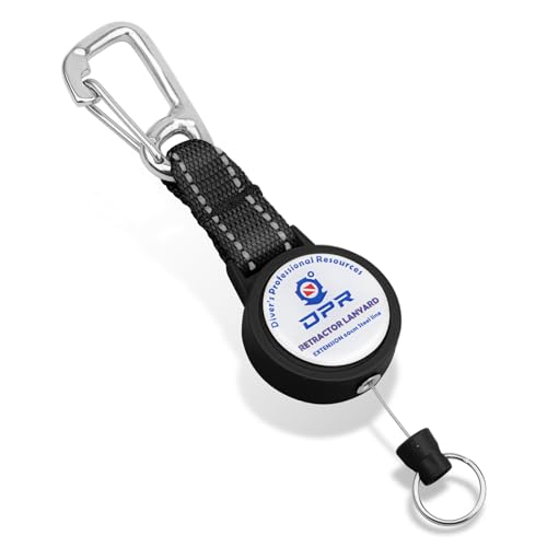 Scuba Diving Retractable Gear Tether with Stainless Steel Snap Hook and Key Ring