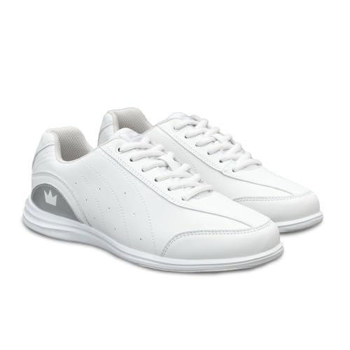 Brunswick Women's Mystic Bowling Shoes 7.5 White Silver Comfortable Synthetic Upper