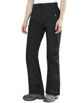 Women's Waterproof Fleece-Lined Ski Snow Hiking Pants - Black, 10 Short, Elastic Waistband