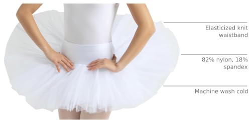 Women's Practice Ballet Tutu with Elastic Waistband - Small White