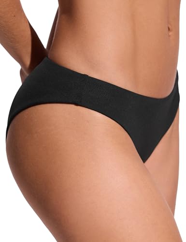 Low Waisted Bikini Bottoms for Women - Small Black Swimwear