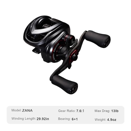 Pure Lure ZANA Left-Hand Baitcasting Reel 13LB Max Drag, Ultralight BFS 4.9oz