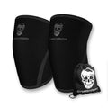 Gymreapers Knee Sleeves Large Black/Black 7MM Support Compression Brace for Squats & Powerlifting