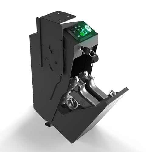 HARDROCK Gun Safe for 2 Pistols - Drop Style Wall-Mounted Biometric Safe with Quick Access