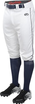 Rawlings Men's Launch Baseball Pants - Knicker Fit, Medium, White & Navy