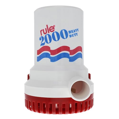 Rule 2000 GPH Bilge Pump 12V Submersible Marine Pump - Quiet, Durable, Includes Strainer - Variation of THIS listing