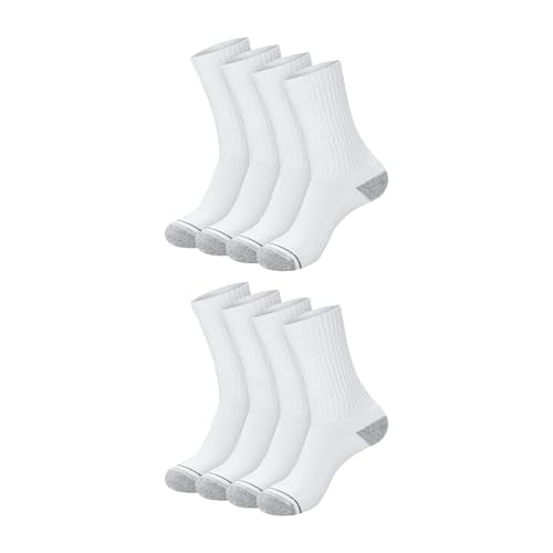 Hanes Men's Crew Socks Pack 6-12 Pairs White Athletic Cushioned Mesh