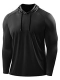Men's Long Sleeve Fishing Shirt UPF 50+ Sun Protection Dry Fit Hoodies - X-Large Black