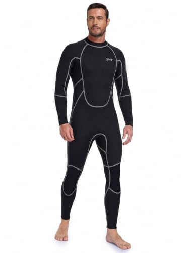 Men's 3mm Lightweight Wetsuit Full Body with Back Zip - Black, Medium