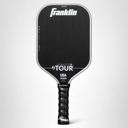 Franklin Sports Pro Pickleball Paddles - FS Tour Series Carbon Fiber Paddles - Official USA Pickleball (USAPA) Approved Rackets - Dynasty Pro Player - 16mm Polymer Core - Gray