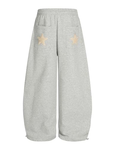 Aelfric Eden X-Small Grey Star Applique Baggy Sweatpants Wide Leg Casual Trousers