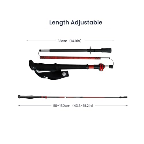 Ultralight Carbon Fiber Trekking Poles - Adjustable Hiking Poles for Trail & Backpacking