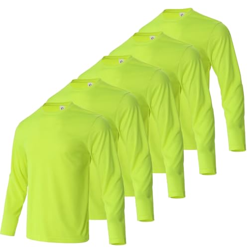 LeeHanTon Men's Sun Protection Hoodie Shirt UPF 50+ Long Sleeve Athletic Work Shirt - Safety Yellow XL
