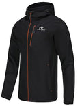Mens Lightweight Waterproof Hooded Rain Jacket - Large Black Outdoor Raincoat