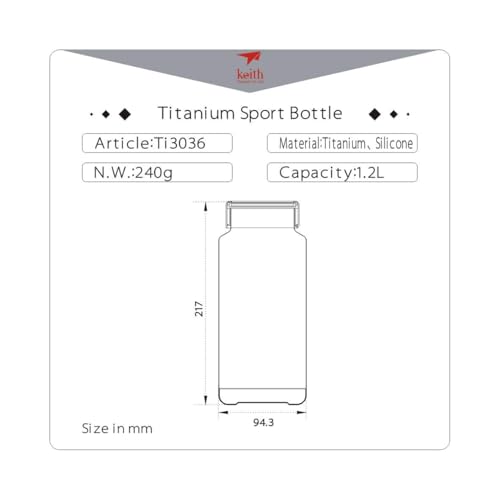 Titanium Water Bottle 40oz Leakproof Cap Camping Hydration Bottle