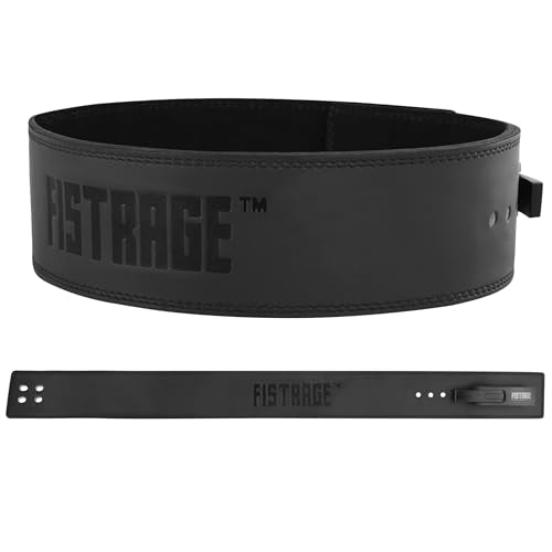 FISTRAGE FR FISTRAGE Lever Buckle Weight Lifting Leather Black Belt Gym Back Support for Men & Women Training Fitness Exercise Tough Workouts