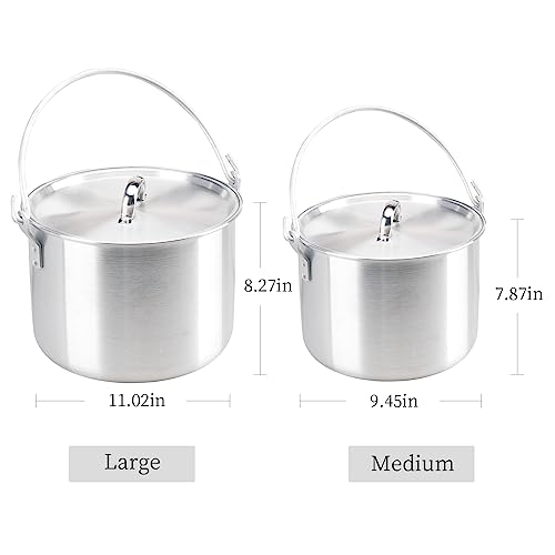 Lightweight Aluminum Camping Pot Set with Lid & Folding Handle - 4L, 8L, 12L Variations