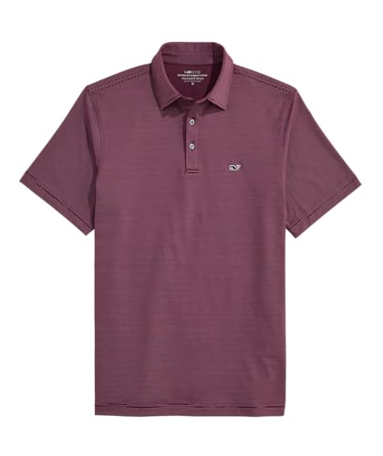 Vineyard Vines St. Jean Stripe Sankaty Polo Large Coastal Crimson Men’s Performance Shirt