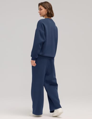 X-Large Navy Blue Sweat Lounge Sets for Women Matching Sweatsuits Fall Outfits