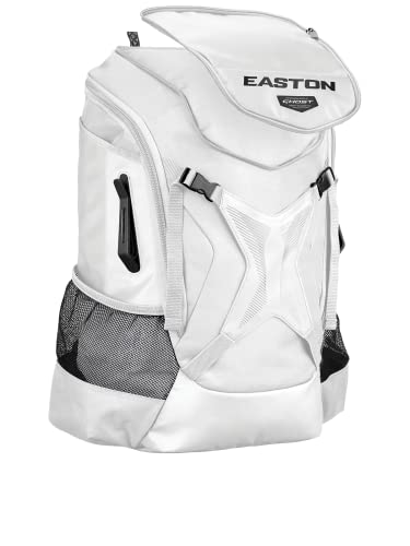 Fastpitch Softball Backpack with Helmet Holder and Gear Clips - White