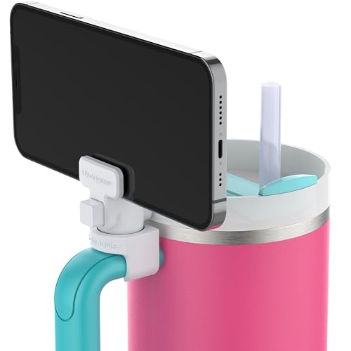 HydraClip Phone Attachment White - Secure Grip & Tripod Stand for Stanley Quencher