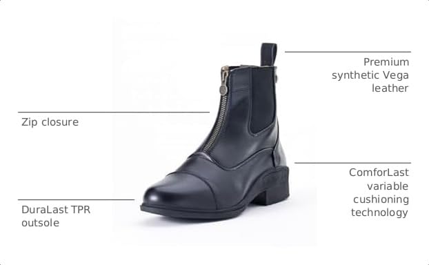 Ovation Women's Lightweight Equestrian Paddock Boots - Size 8.5, Black