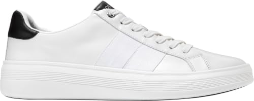 Men's Wide Leather Crosscourt Sneakers - White Black 9 Wide