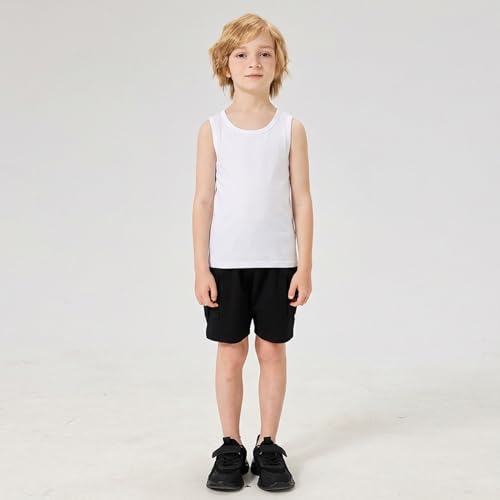 Kids' Boys Tank Tops 5-Pack Cotton Sleeveless Undershirts Age 2-16, White 11-13 Years