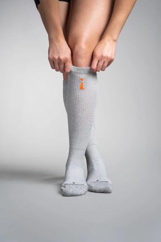 Therapeutic Knee-High Socks for Men and Women - Grey, Large - Heat-Activated Circulation & Pain Relief