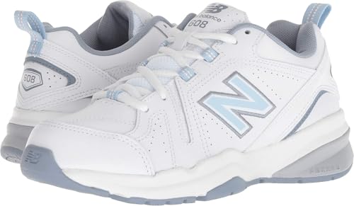 New Balance Women's 608 V5 Cross Trainer Shoes 8 Wide White Light Blue