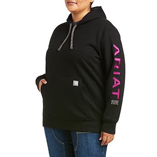 ARIAT Rebar Graphic Hoodie Large Black Purple Men's Work & Casual Midlayer