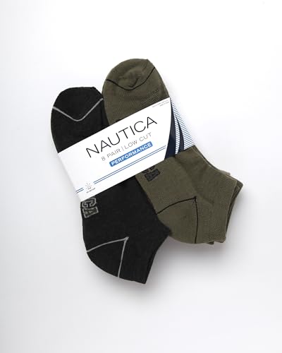 Nautica Men's Low Cut Cushioned No Show Socks 6 Pack - Graphite Heather