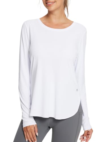 Baleaf Women's UPF 50+ Long Sleeve Sun Shirt - White Large