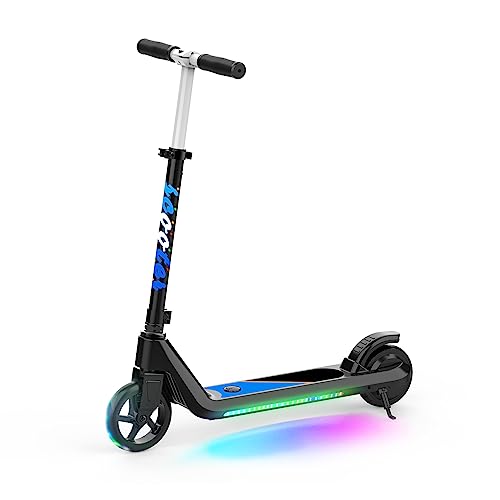 LINGTENG Black Electric Kids Scooter for Ages 6-9 with Flash Wheel & Adjustable Speed