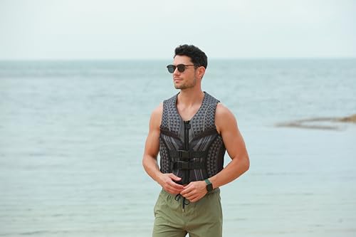 Adult Life Vest for Water Sports Grey Large - Unisex Kayaking & Paddling Impact Jacket