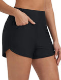 Women's 3-Inch Swim Shorts with Velcro Pockets - Medium Black