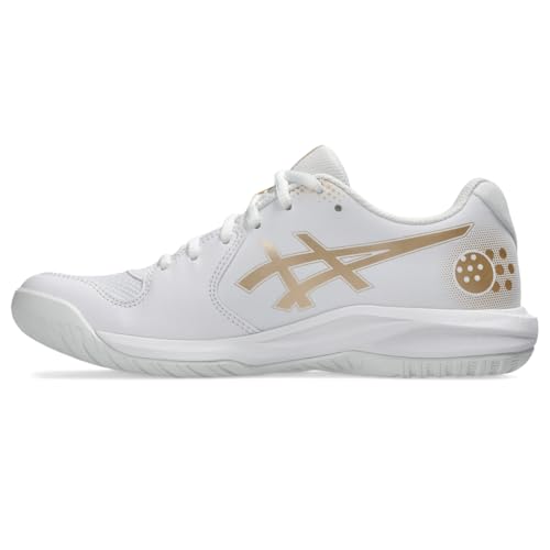 ASICS Women's Gel-Dedicate 9 Pickleball Tennis Shoes White/Champagne 8.5
