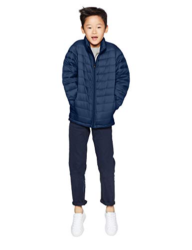 Kids Waterproof Puffer Jacket - Large Navy Lightweight & Packable