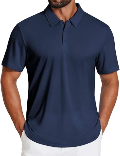 Men's Golf Polo Shirt Short Sleeve Quick Dry Moisture Wicking Performance Collared Navy XL