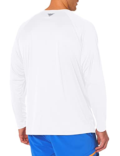 Men's Long Sleeve Fishing Shirt UPF 50 Sun Protection White/Nightshade Logo Large